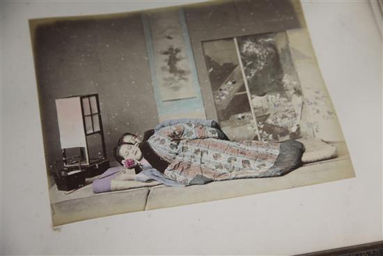 A late 19th / early 20th century photograph album Views and Costumes of Japan by Stillfried and Andersen of Yokohama, album overall 1